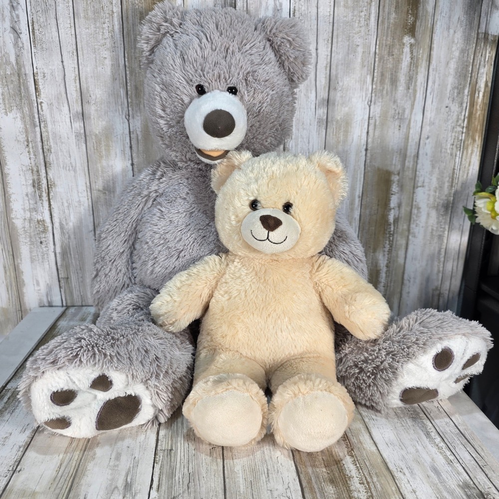Hugfun International Large Grey Shaggy Plush Teddy Bear 30 Inch Nursery Decor
